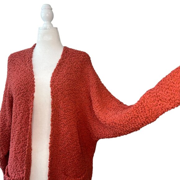 MEROKEETY | Pre-Loved Fuzzy Popcorn Knit Batwing Cardigan – Tearose, Size Large - Picture 7 of 10